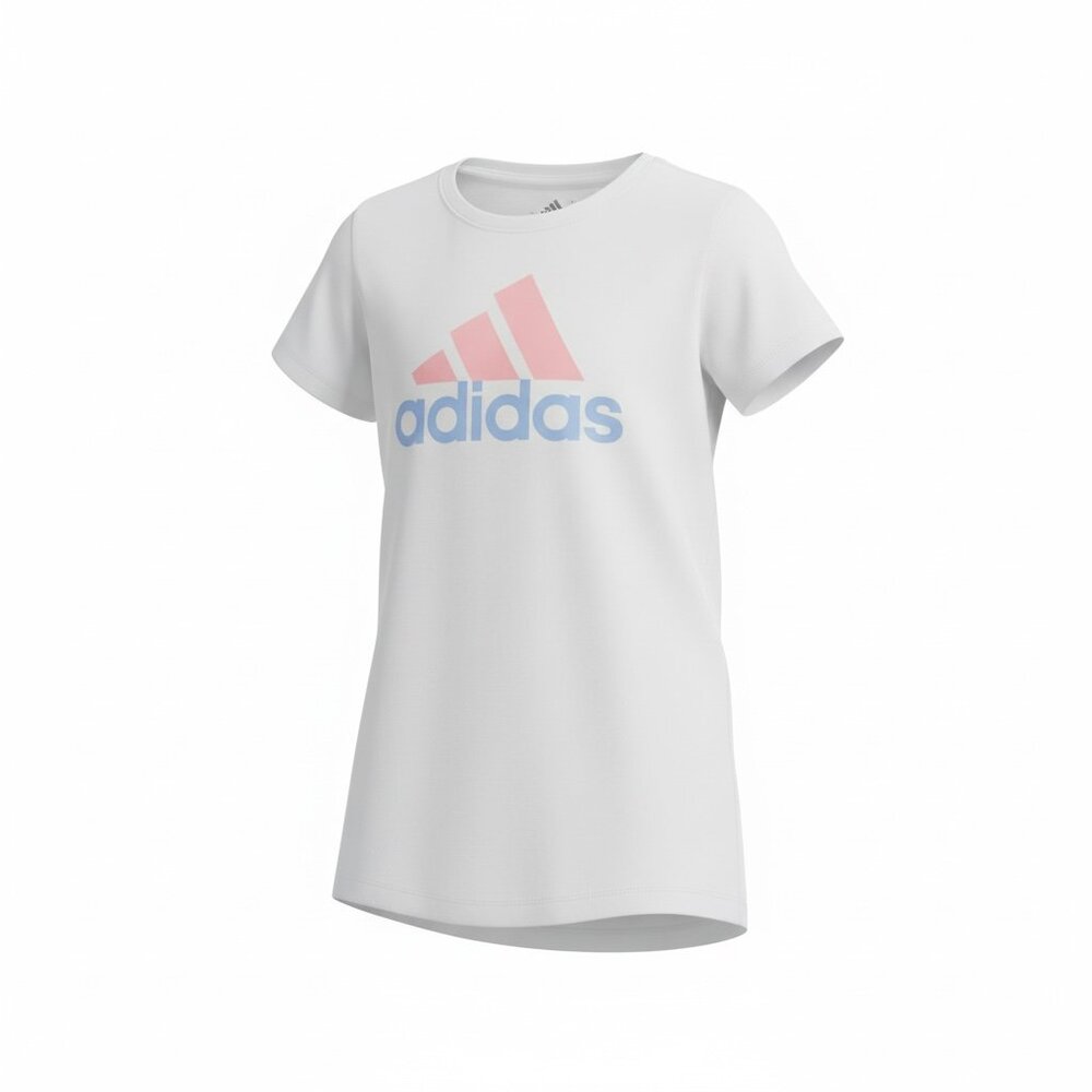 Adidas Girls Short Sleeve Logo T-Shirt – White, Size Medium (11-12Y)